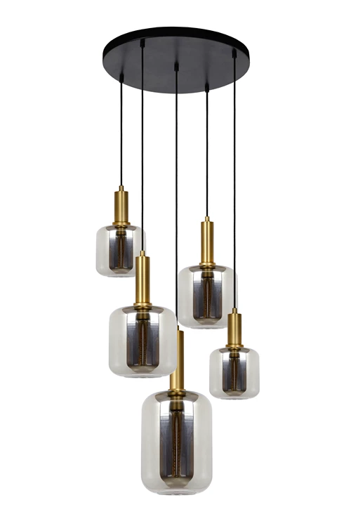 Lucide JOANET - Pendant light - Ø 66 cm - 5xE27 - Smoke Grey - turned off